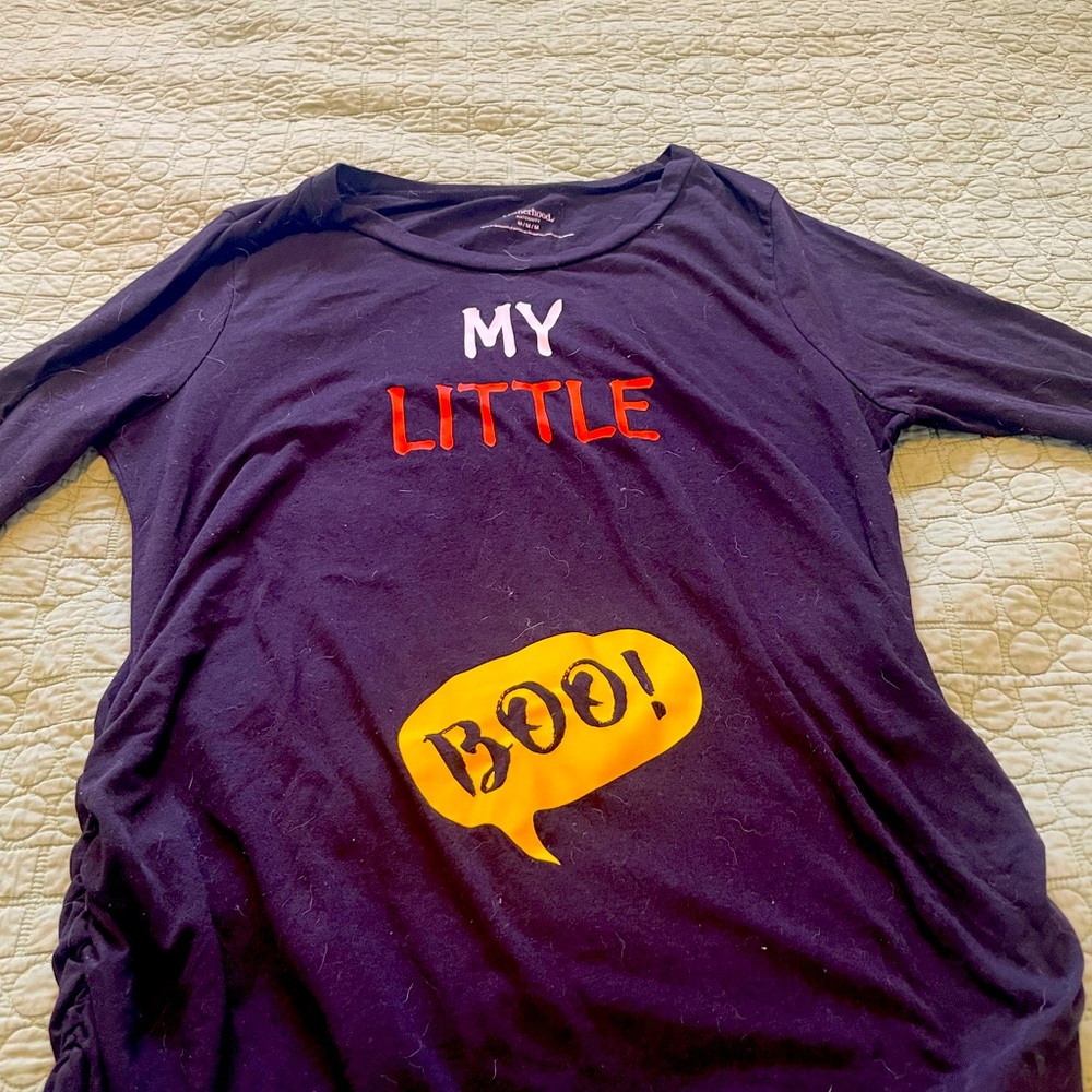 Maternity Motherhood Halloween shirt- My Little Boo.